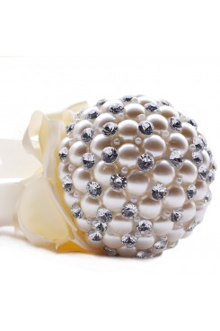 Handmade Beads ivory Wedding bouquets for bride with Crystal