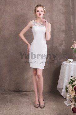 2020 Fashion Knee-Length Sheath White / Lvory Prom dresses so-053