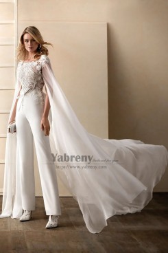 Informal Ivory Bridal Jumpsuits, Elegant Wedding Jumpsuits,Tute da sposa, Monos de boda so-331