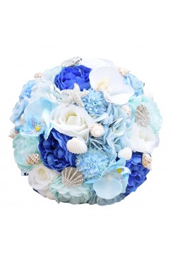 Sky Blue and ivory Artificial Flowers Rose for Beach Wedding with shell and starfish
