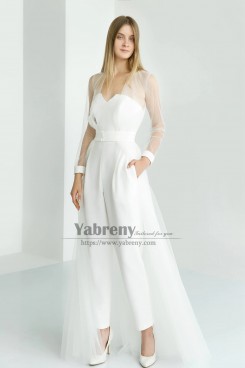 Ivory Dressy Women's Jumpsuits for Wedding, Disassemble Wedding Guest Dreses, Tute da sposa so-332-1