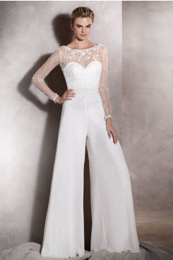 Long Sleeves Wedding Jumpsuit Elegant Prom Suits so-225