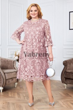 2024 Loose Style Half Sleeves Bean Paste Lace Plus Size Mother Of The Bride Dresses mps-789-1