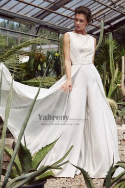 Luxurious Overskirt Wide Leg Jumpsuit for Bridal, Monos de escarda,Dresses for Wedding so-327