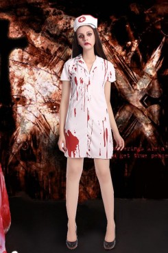 Nurse costumes role-play female Halloween Zombie costumes free shippping