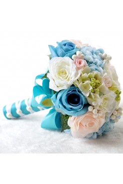 Ocean Blue and Champagne Artificial Flowers Rose for Beach Wedding