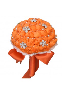 Orange Artificial Flowers Rose for Bridesmaids Bouquet