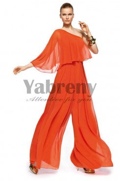 Orange One Shoulder modren pants sets Jumpsuits prom dress so-070