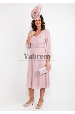 Pearl Pink Chiffon Hand Beading Mother Of The Bride Dresses, Dressy Half Sleeves Womens Dress mps-798-5