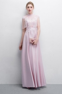 2020 new style Pink Charmeuse Prom dresses With Hand Beaded Tassel so-019