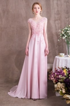 2020 New arrival Pink Chiffon Prom dresses with Hand Beading so-007