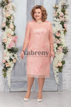 Plus Size Blush Pink Lace Mother Of The Bride Dresses, Dressy Half Sleeves Womens Dresses mps-800