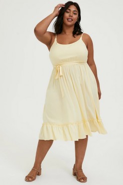 Plus Size Daffodil Mid-Calf Women's Dresses, Modern Spaghetti Mother Of The Bride Dresses mps-406