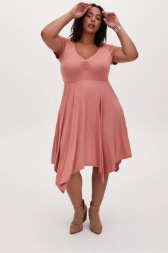Plus Size Pearl Pink Women's Dresses,Tight Satin Mid-Calf Mother Of The Bride Dresses mps-409