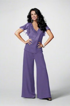 Purple Chiffon mother of the birdal pant suits for wedding mps-153