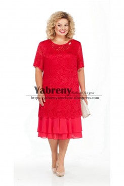 Red Lace Mother of the bride dress Plus Size Women's Dresses mps-497-2