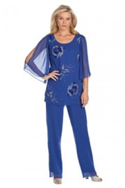 Royal Blue mother of the bride pants suit Hand Beading mps-239