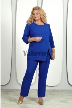 Glamorous Two Piece Sets Royal Blue Plus Size Mother Of The Bride Pant Suits mps-787-5