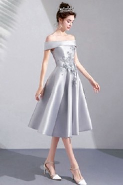 A-line Under 100 Homecoming Dresses Gray Prom Dresses TSJY-045
