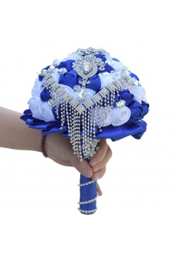 White and Royal Blue Wedding bouquets for Beach wedding