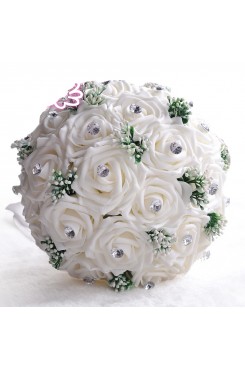 White artificial wedding bouquets for Home Garden Wedding Party with Glass Drill