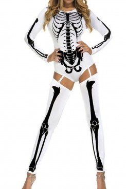 White Halloween Europe and the United States ghost festival horror skeleton cover-up party costumes free shipping