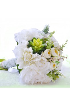 White Rose and Aloe vera for Home Garden Wedding Party flowers with Green Silk