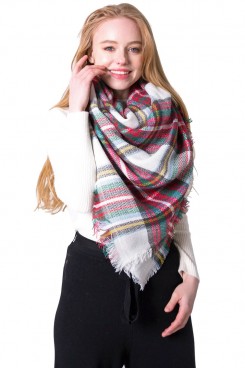  Women's Classic Plaid Shawl Square Scarf Oversized Soft Chunky Scarves