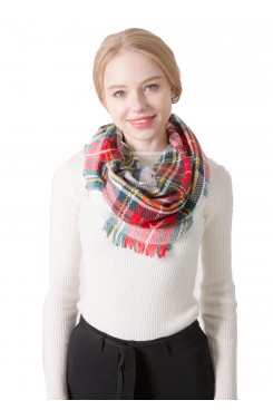 Women's Plaid Scarf Pretty Infinity Spring Fall Winter Scarves for Ladies