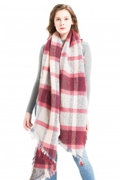 2019 New arrival Women's Scarf Classic Long Shawl Red and gray Plaid Scarves