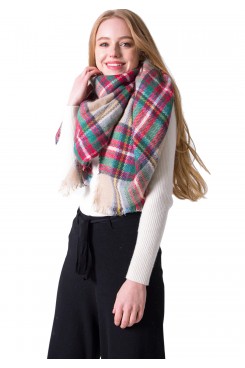  Women's Scarf Classic Plaid Shawl Soft Chunky Oversized Square Scarves British style