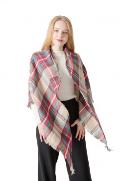 Women's Plaid Shawl lightweight scarf Spring Fall Winter