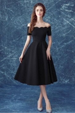 Yabreny black Off the Shoulder Homecoming dresses Knee-Length Prom Dresses TSJY-005