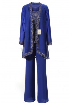 Yabreny Sequins Outfit Women's special occasion Pantsuit Royal blue MT001707